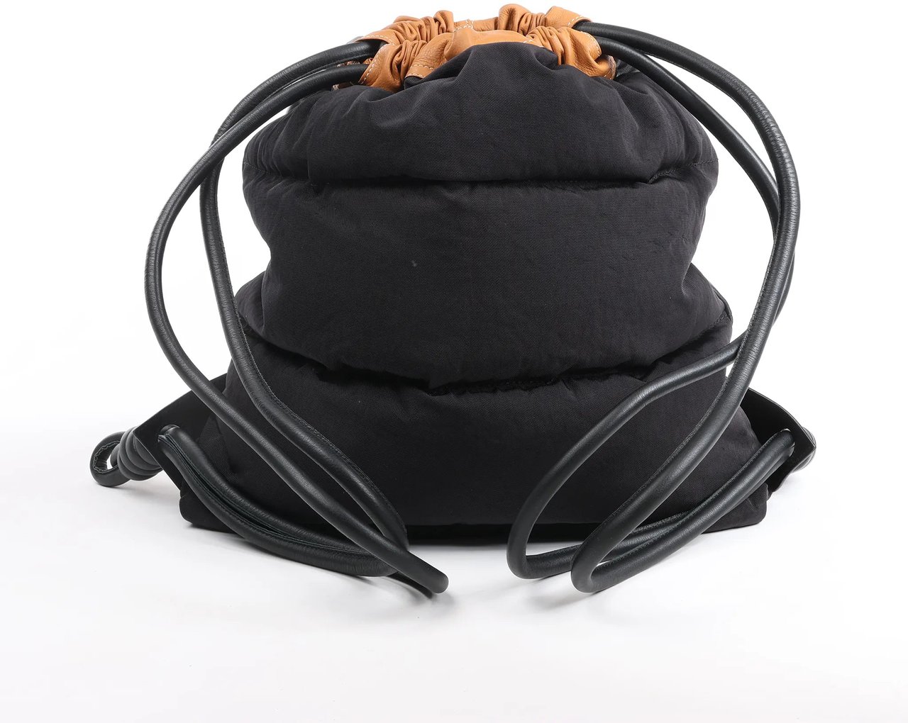 LOEWE Puffy Yago Leather x Nylon Backpack in Black x Brown Divers
