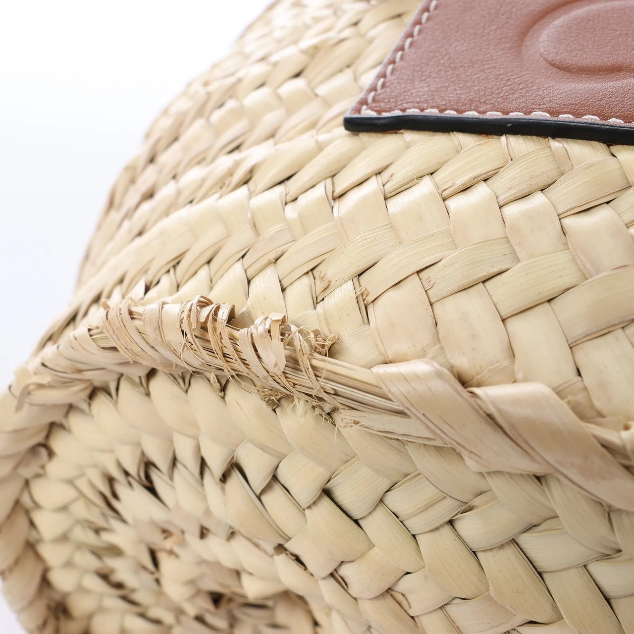 LOEWE Basket Large Raffia x Leather Handbag in Beige x Brown Divers