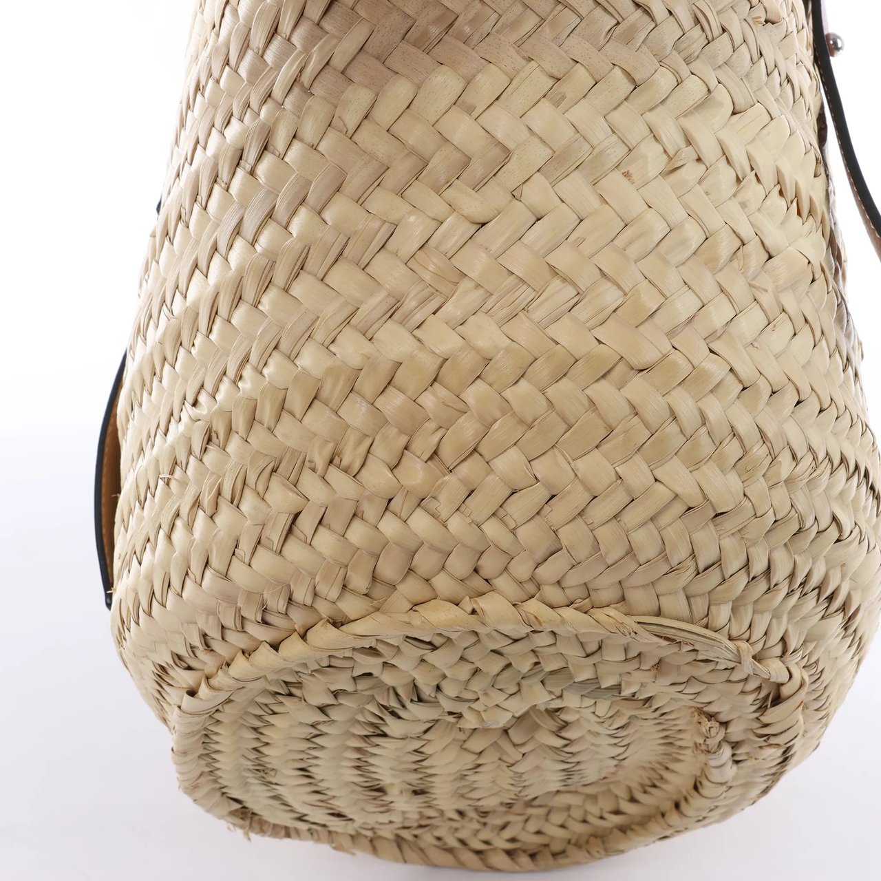 LOEWE Basket Large Raffia x Leather Handbag in Beige x Brown Divers