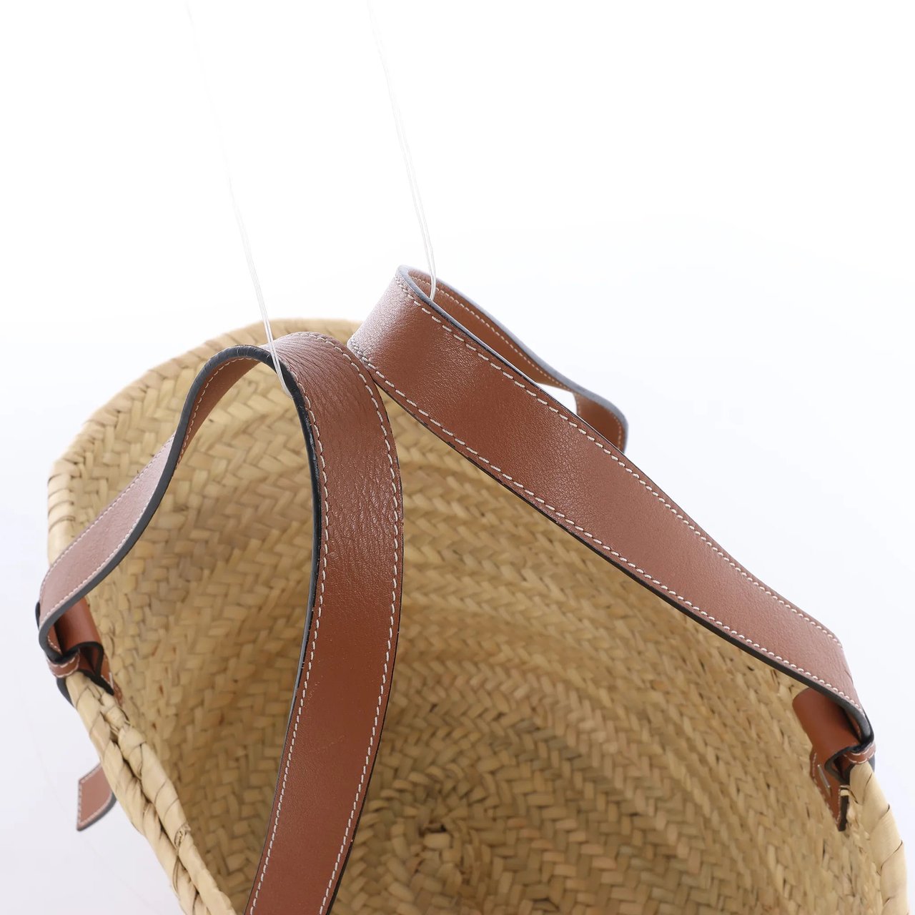 LOEWE Basket Large Raffia x Leather Handbag in Beige x Brown Divers