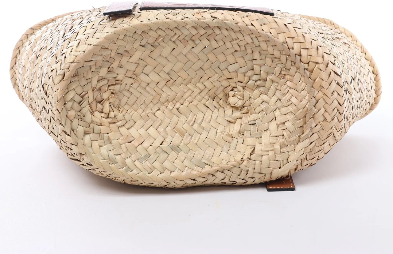 LOEWE Basket Medium Raffia x Leather Handbag in Beige x Brown Divers