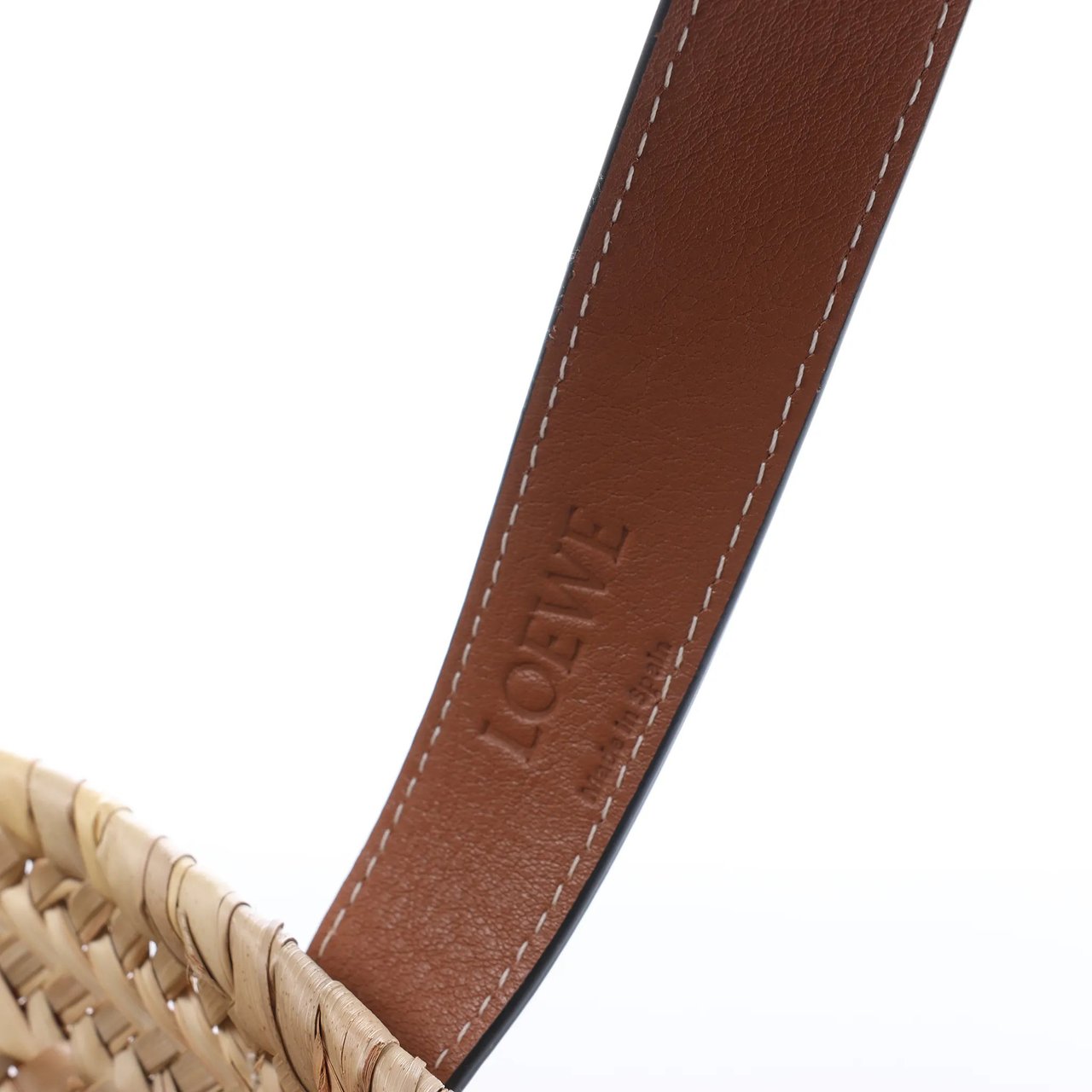 LOEWE Basket Medium Raffia x Leather Handbag in Beige x Brown Divers
