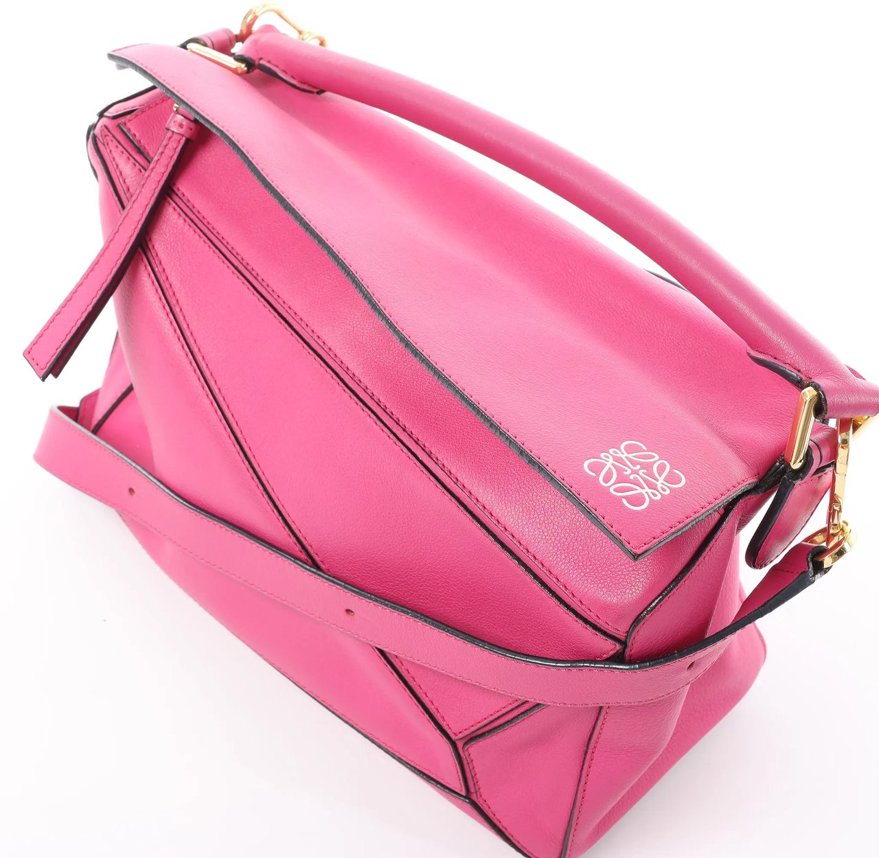 LOEWE Puzzle Medium Leather 2Way Handbag in Pink Roze