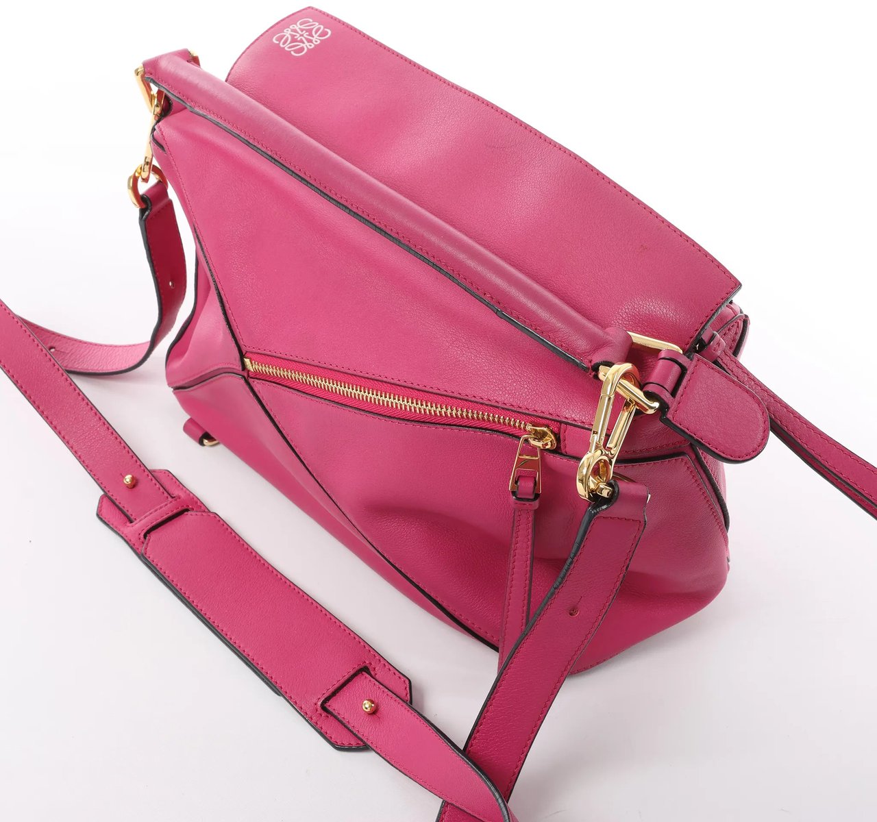 LOEWE Puzzle Medium Leather 2Way Handbag in Pink Roze