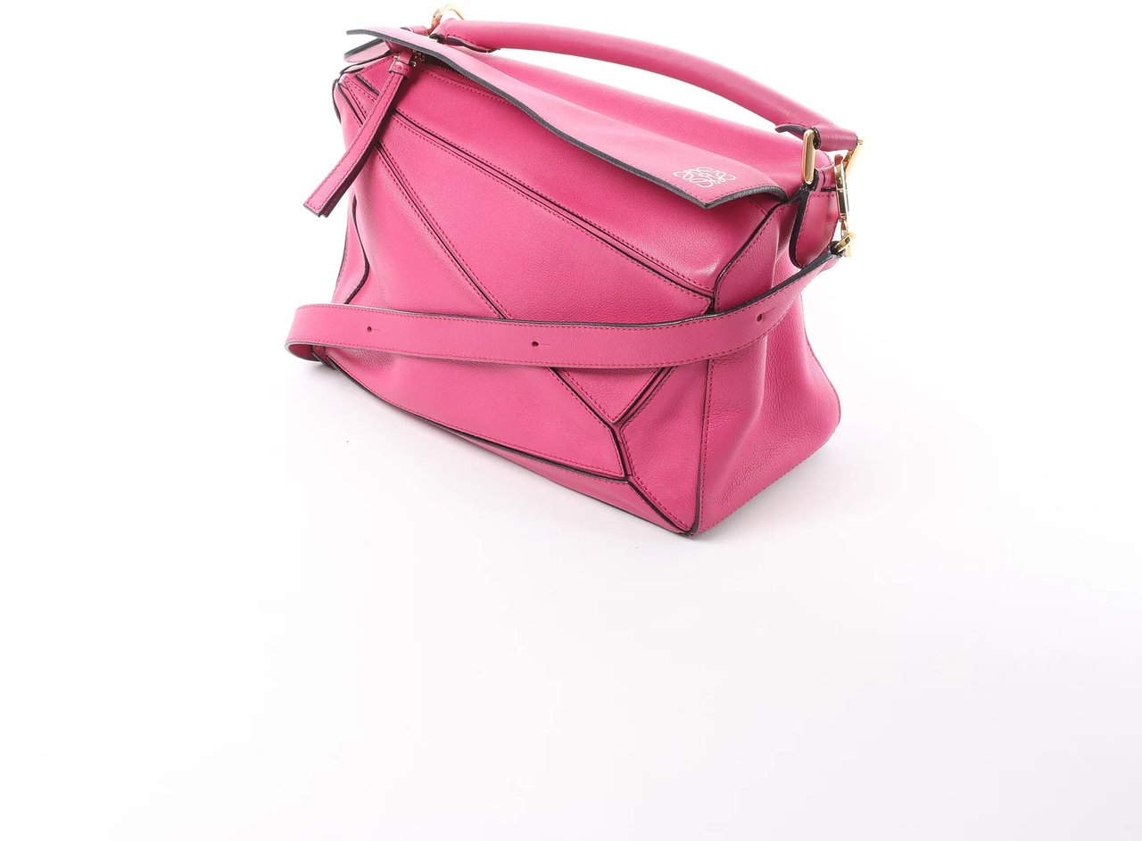 LOEWE Puzzle Medium Leather 2Way Handbag in Pink Roze