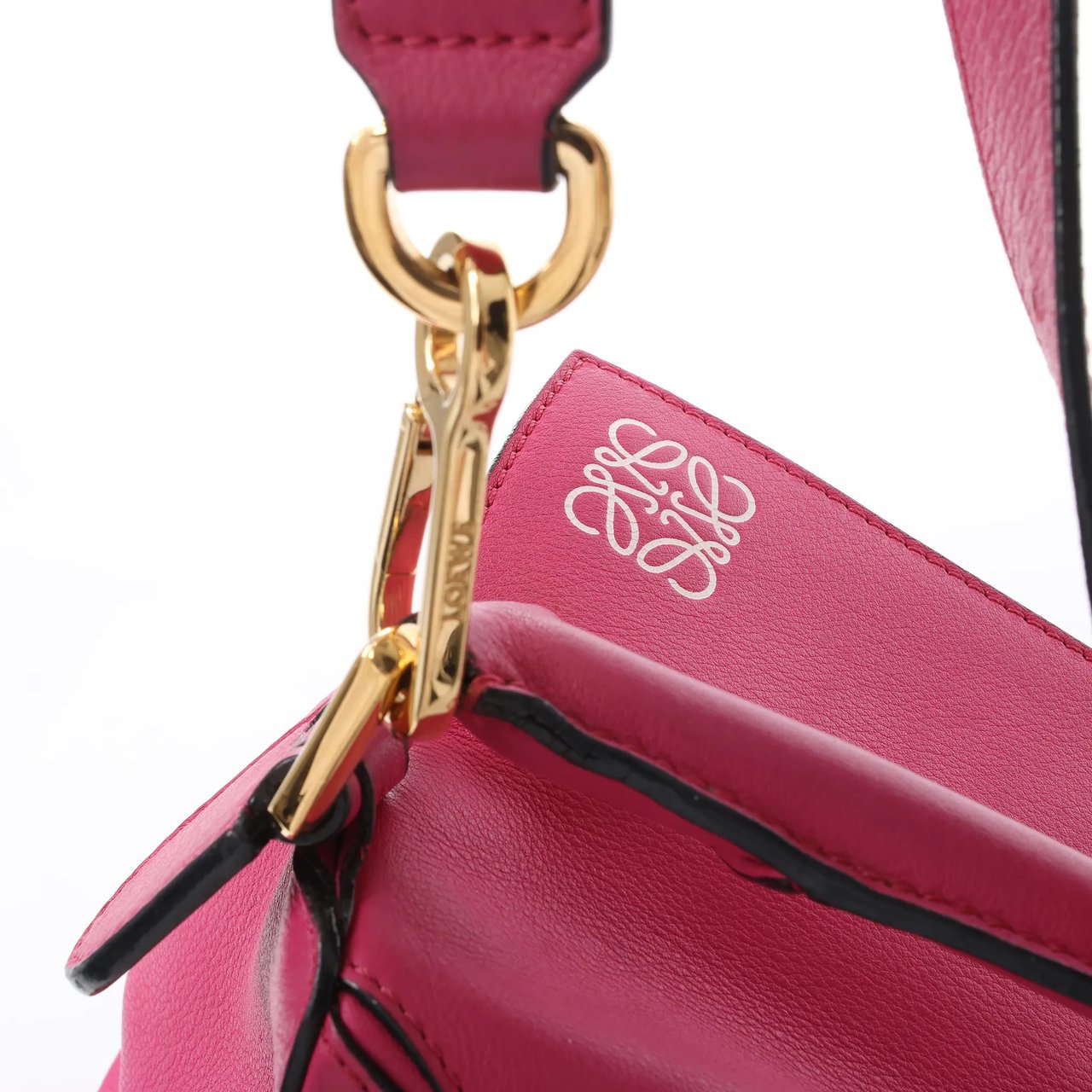 LOEWE Puzzle Medium Leather 2Way Handbag in Pink Roze