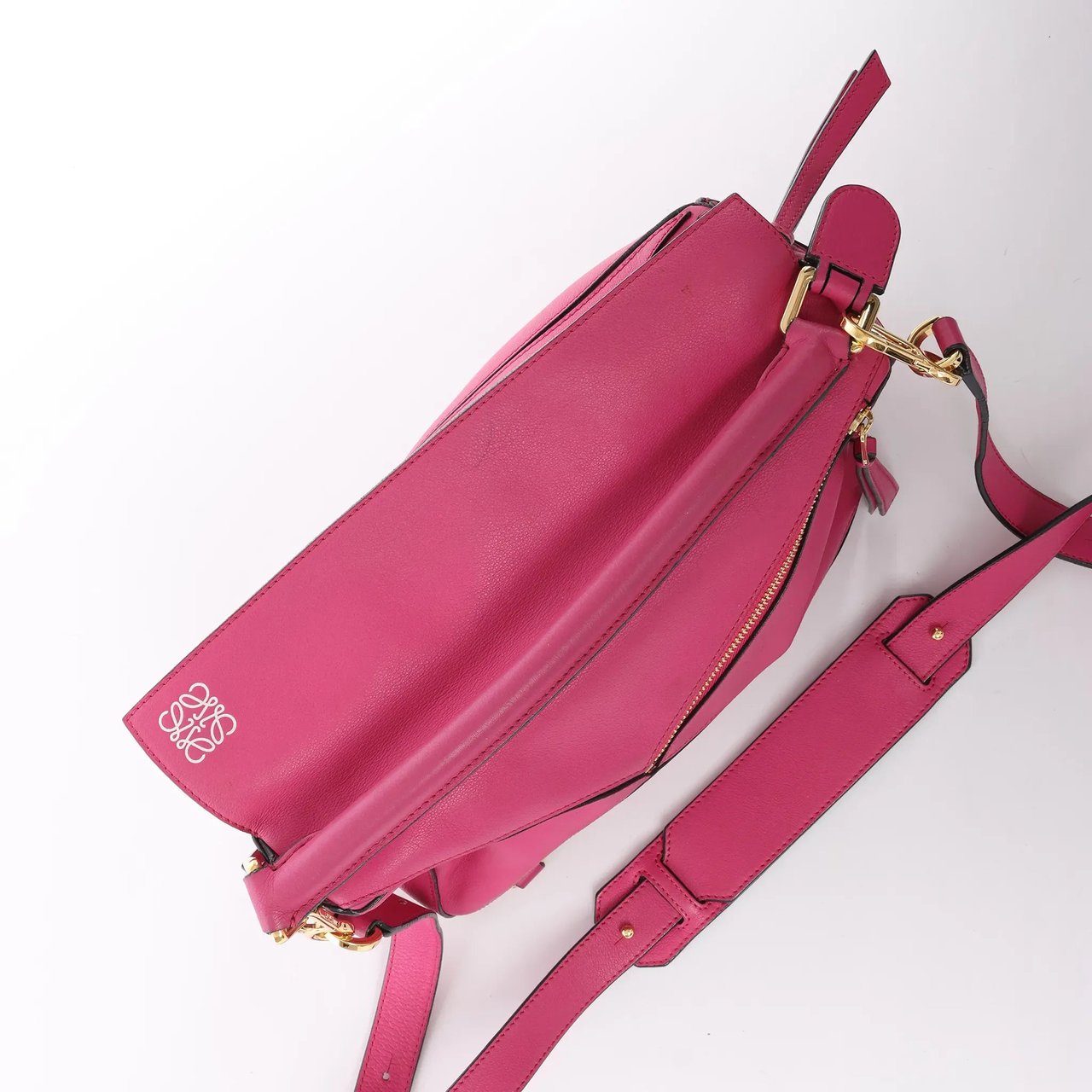 LOEWE Puzzle Medium Leather 2Way Handbag in Pink Roze