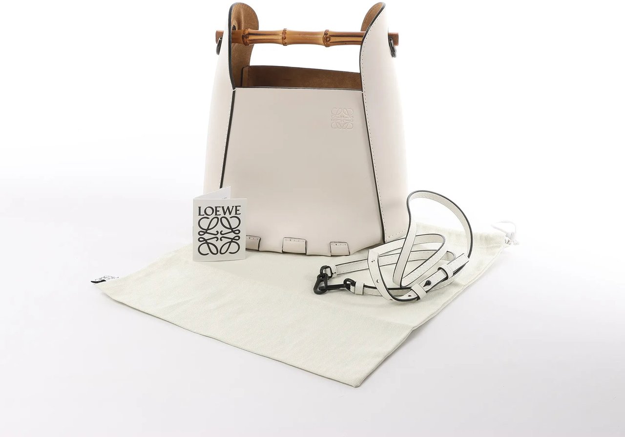 LOEWE Bamboo Buckets Leather 2Way Handbag in White Wit