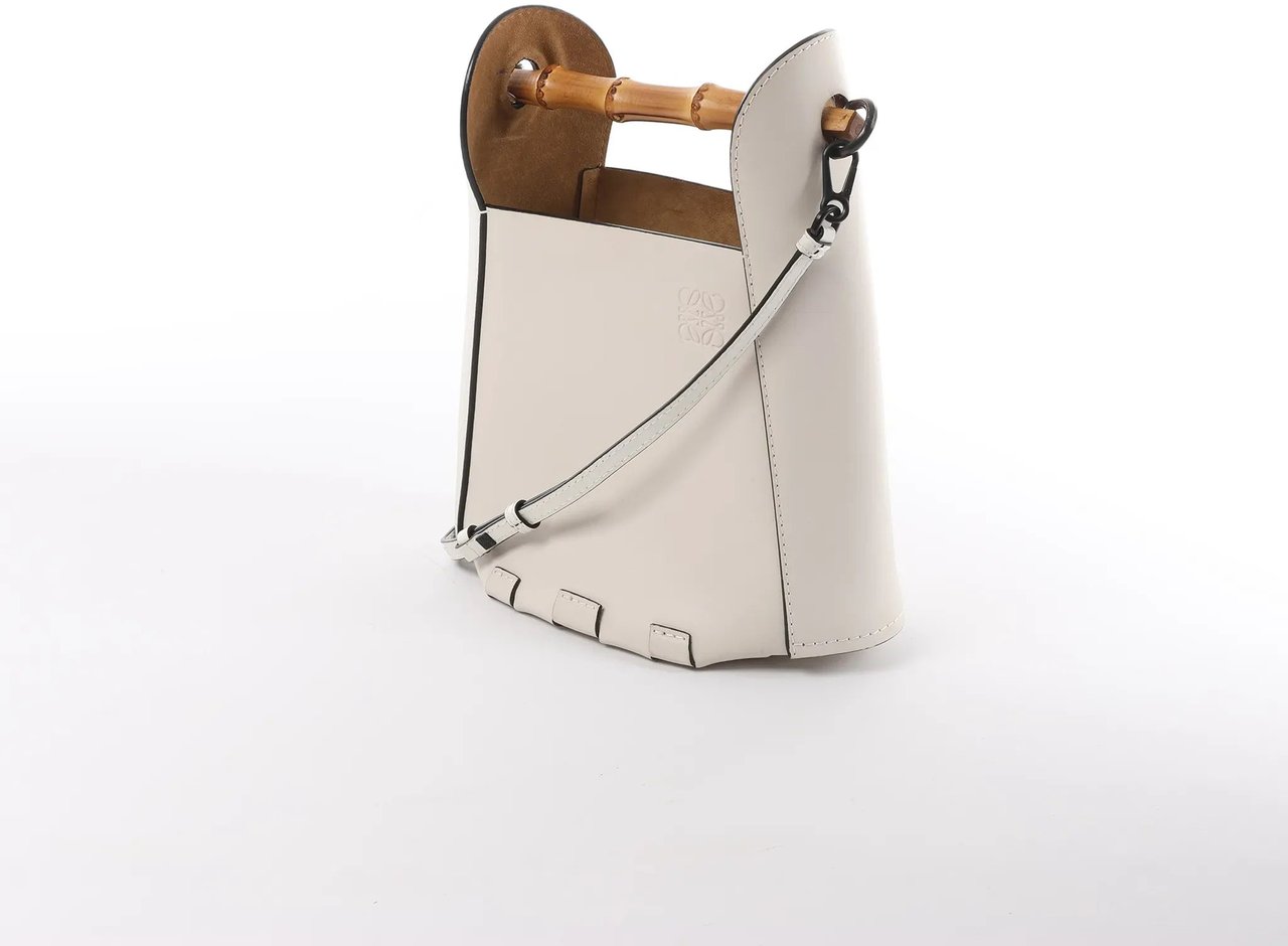LOEWE Bamboo Buckets Leather 2Way Handbag in White Wit