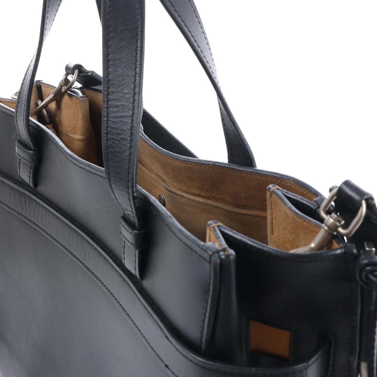 LOEWE Gate Top Handle Leather 2Way Handbag in Black Zwart