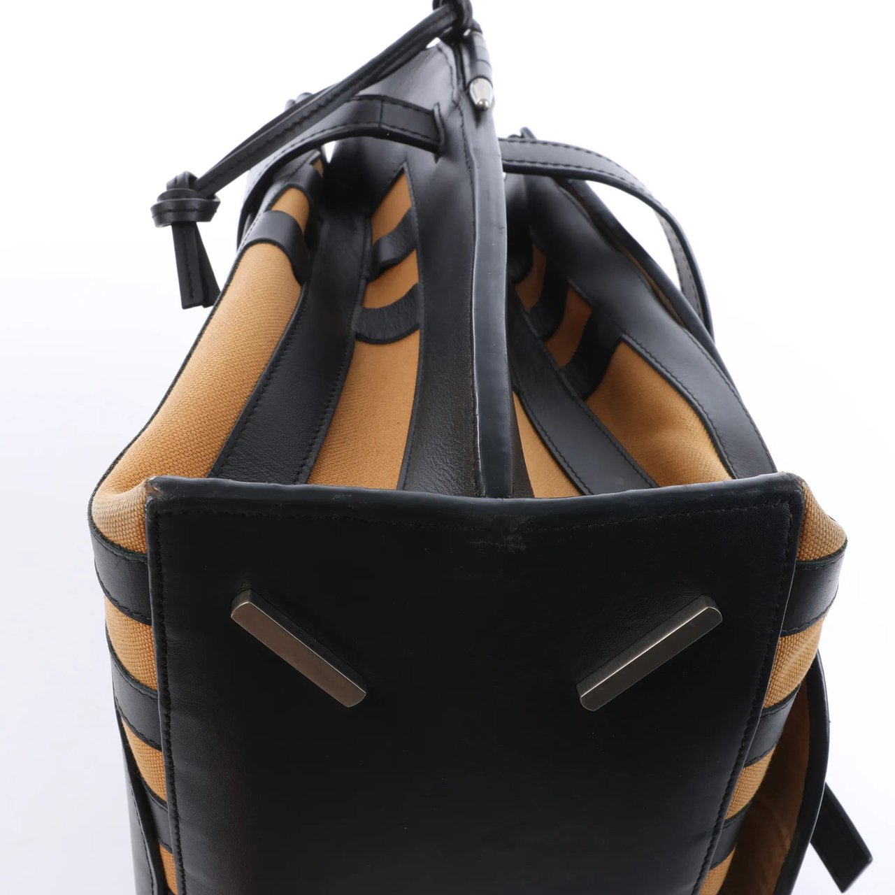 LOEWE Gate Top Handle Leather 2Way Handbag in Black Zwart
