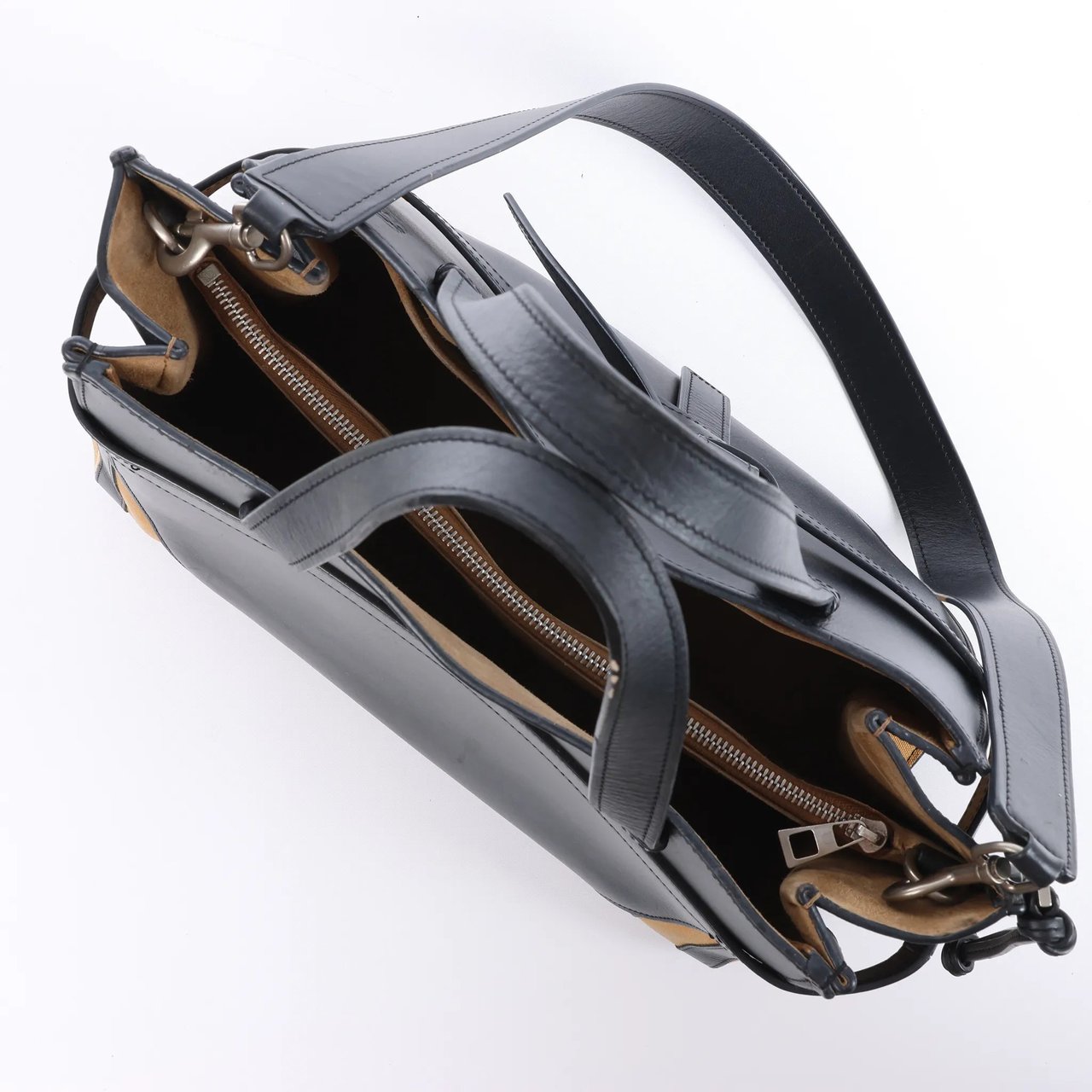 LOEWE Gate Top Handle Leather 2Way Handbag in Black Zwart