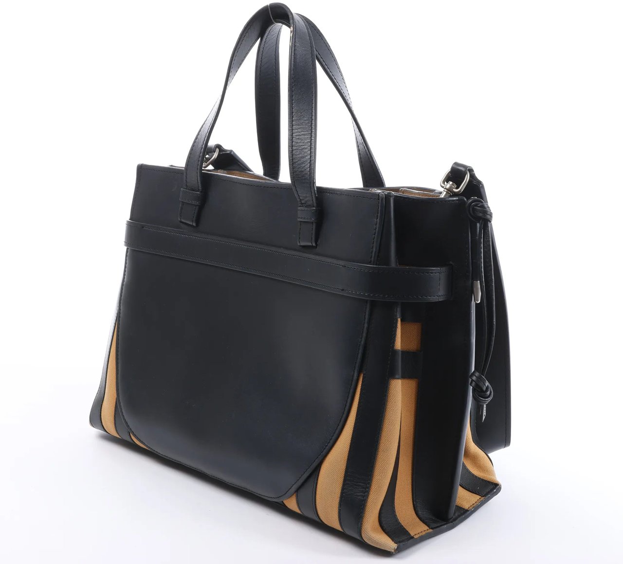LOEWE Gate Top Handle Leather 2Way Handbag in Black Zwart
