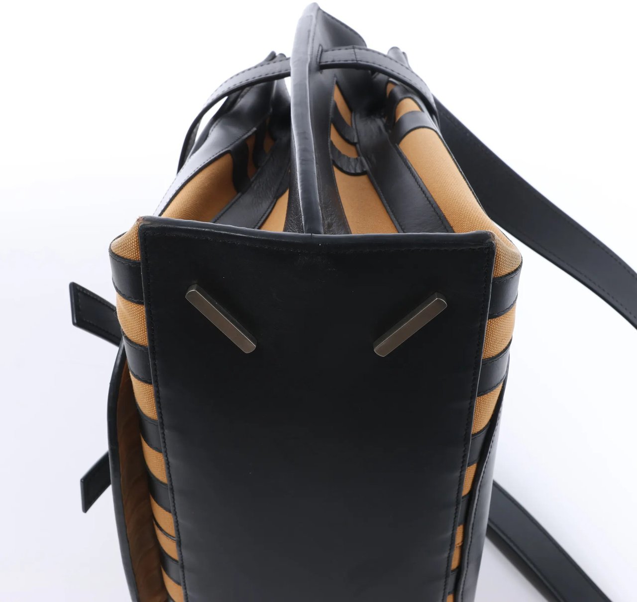 LOEWE Gate Top Handle Leather 2Way Handbag in Black Zwart