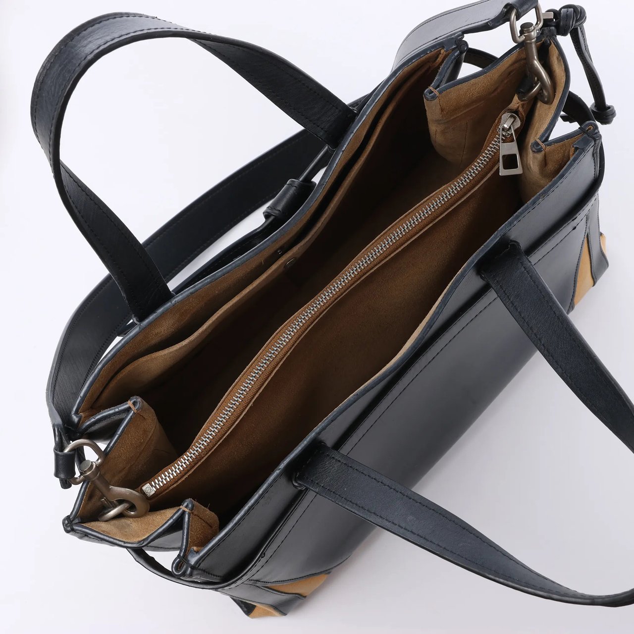 LOEWE Gate Top Handle Leather 2Way Handbag in Black Zwart