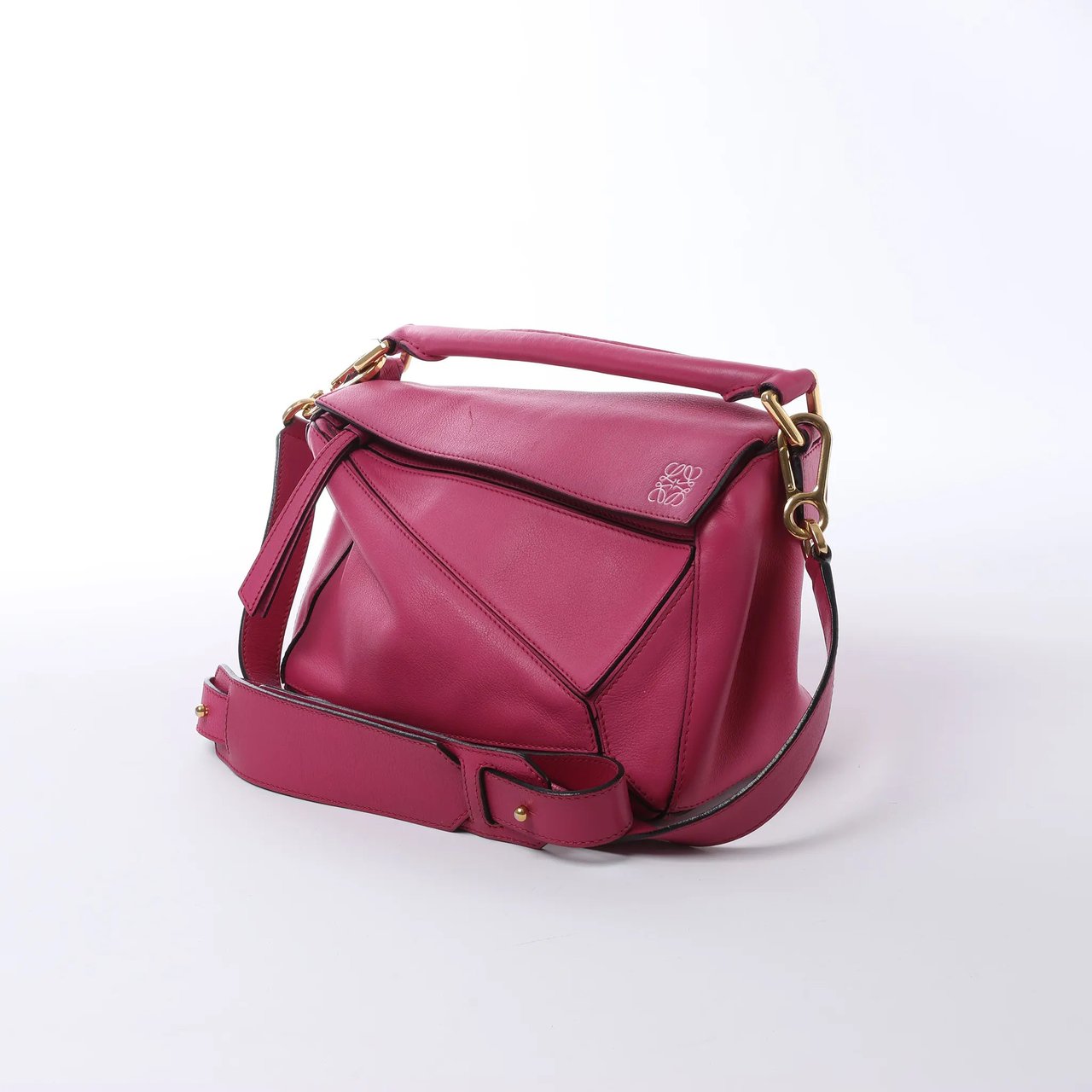 LOEWE Puzzle Small Leather 2Way Handbag in Pink Roze