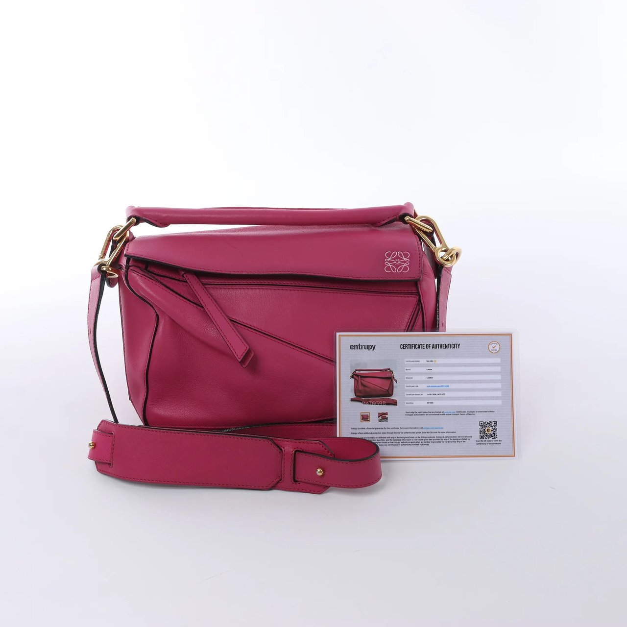 LOEWE Puzzle Small Leather 2Way Handbag in Pink Roze