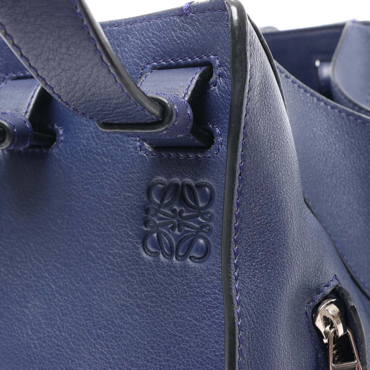 LOEWE Hammock Medium Leather 2Way Handbag in Navy Blue Navy