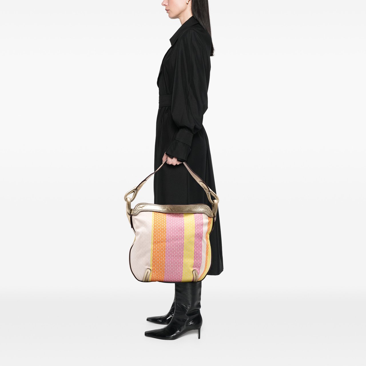 Loewe Anagram Canvas New Road Shoulder Bag Roze