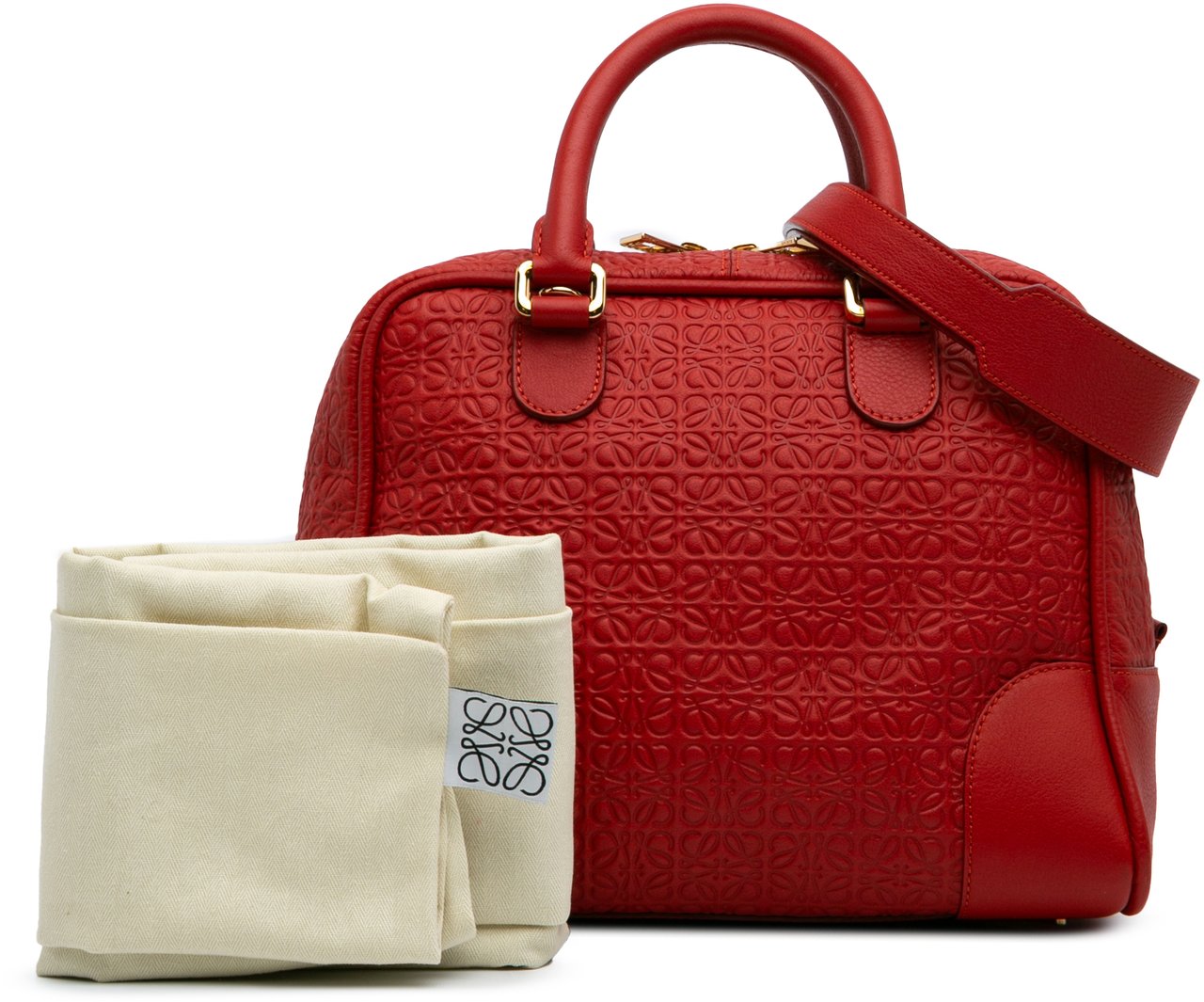 Loewe Anagram Embossed Leather Amazona 75 Rood