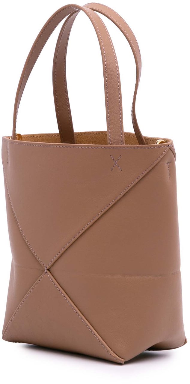 Loewe Mini Shiny Calfskin Puzzle Fold Tote Bruin