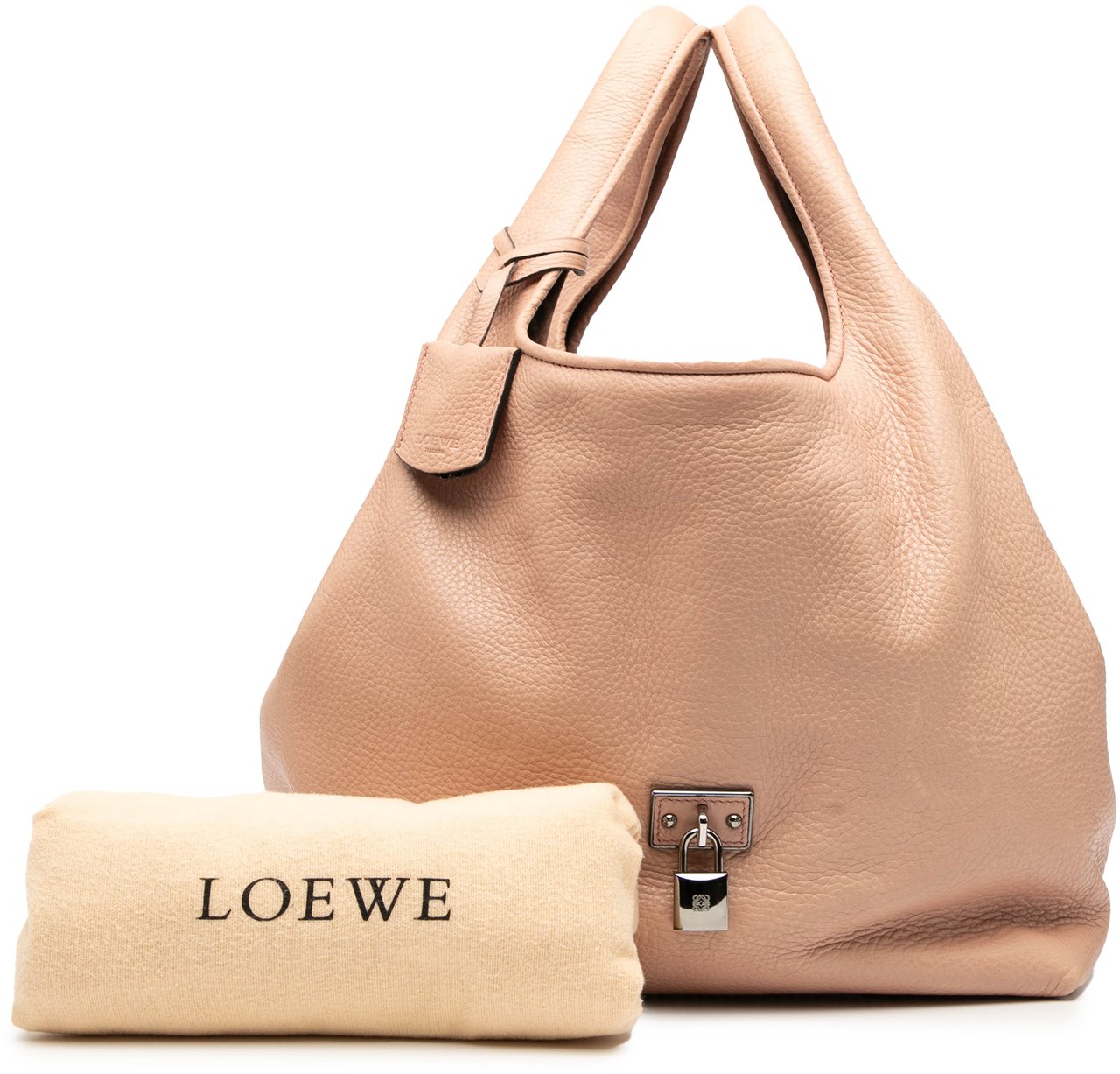 Loewe Calfskin Calle Lock Shoulder Bag Bruin