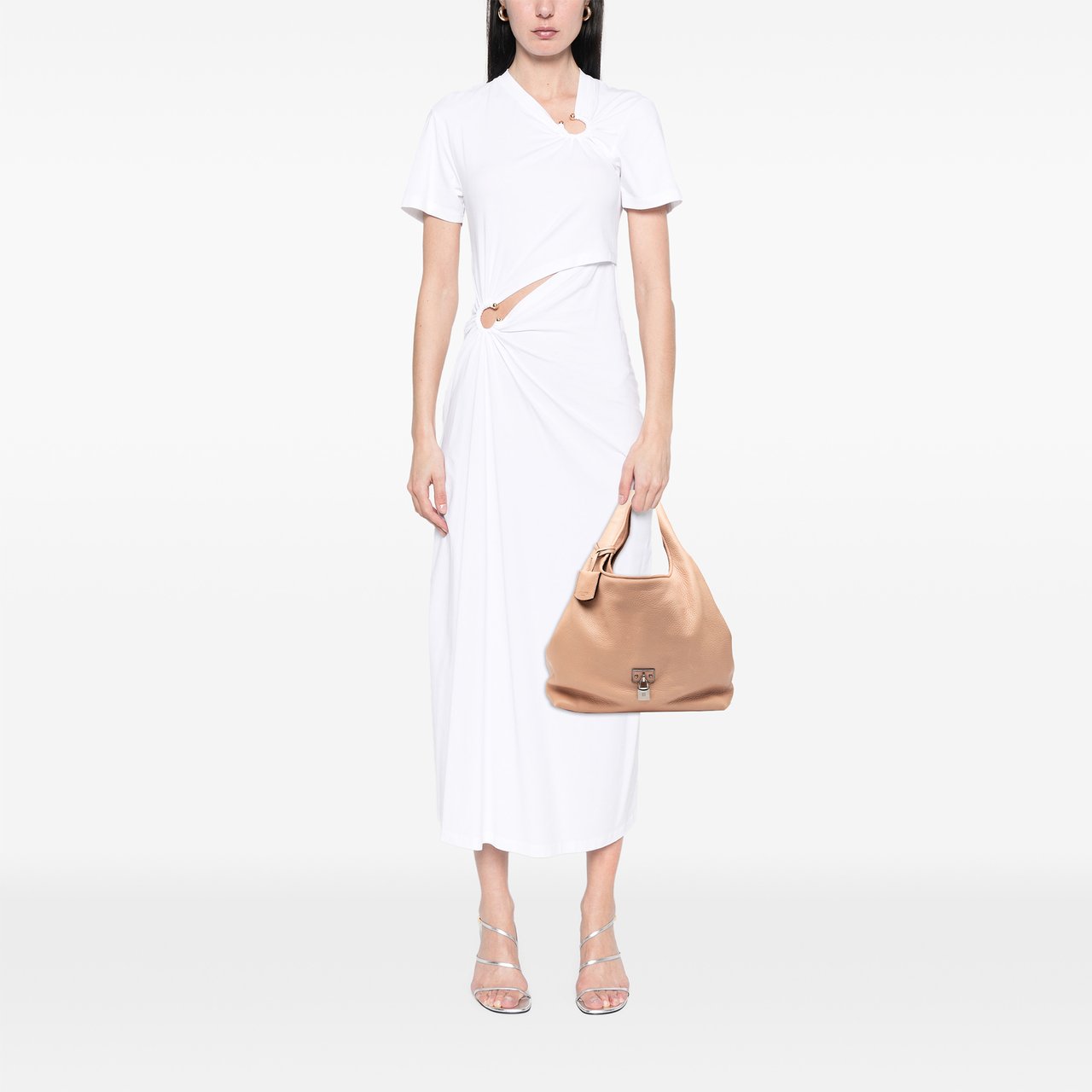 Loewe Calfskin Calle Lock Shoulder Bag Bruin