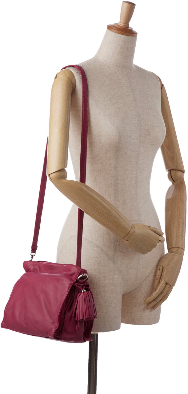 Loewe Small Leather Flamenco Crossbody Bag Roze