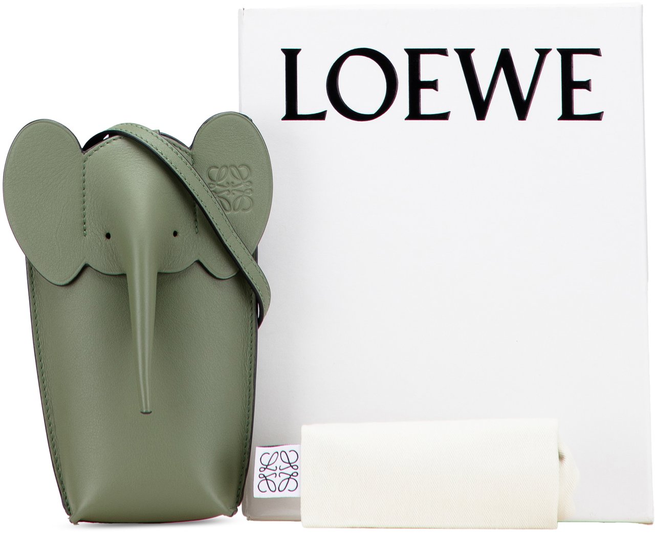 Loewe Leather Elephant Pocket Crossbody Groen