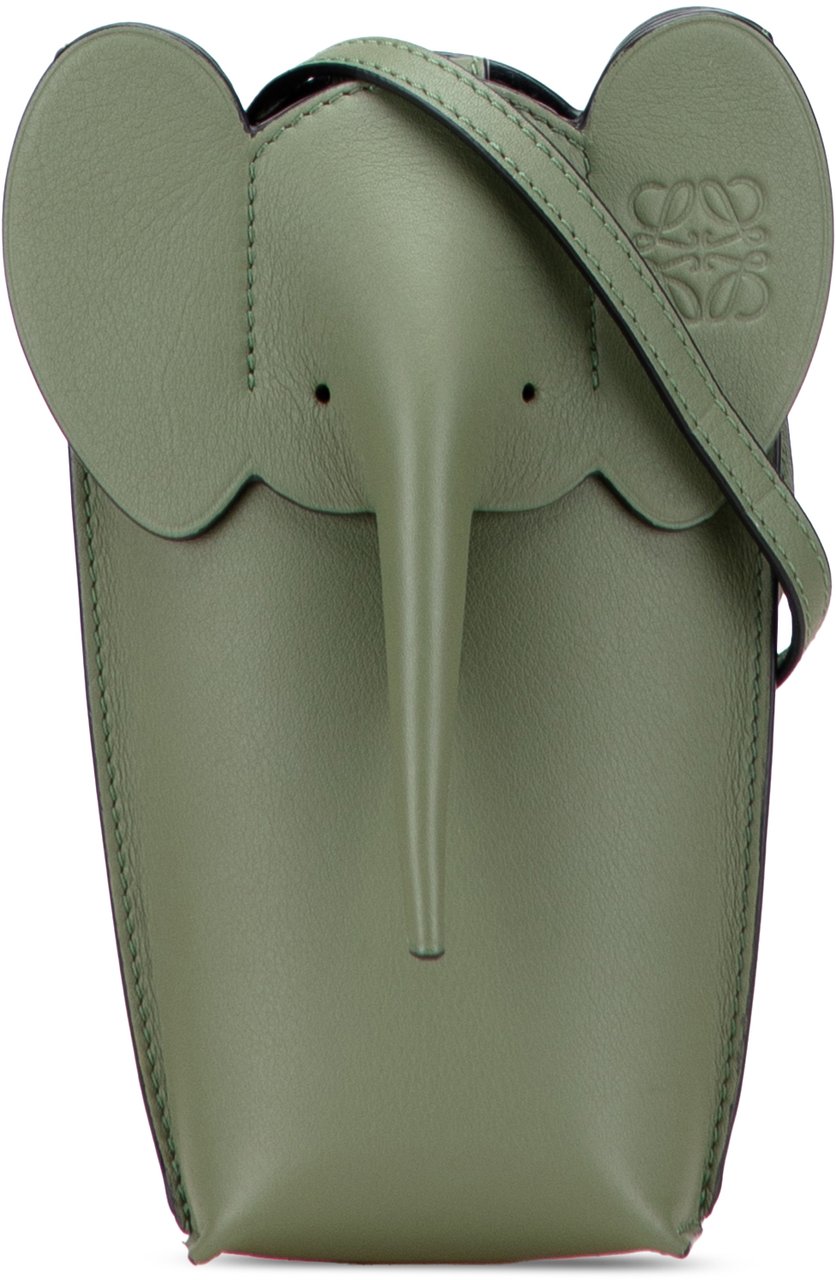 Loewe Leather Elephant Pocket Crossbody Groen