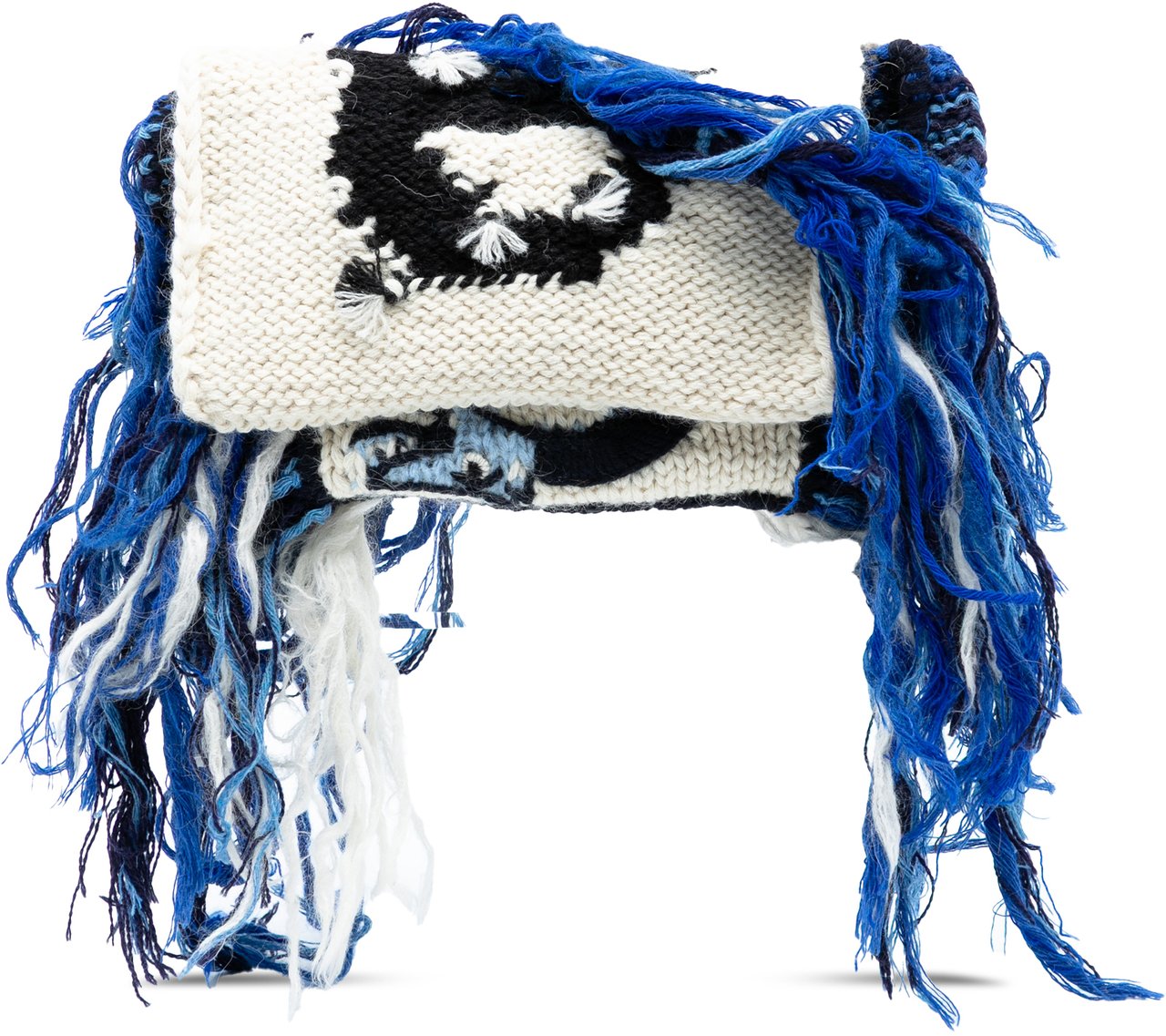 Loewe Knitted Wool Dragon Fringed Flap Crossbody Wit