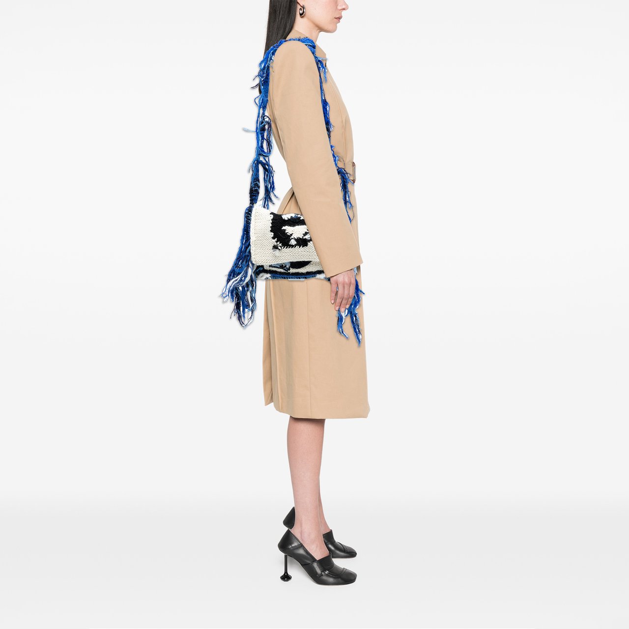 Loewe Knitted Wool Dragon Fringed Flap Crossbody Wit