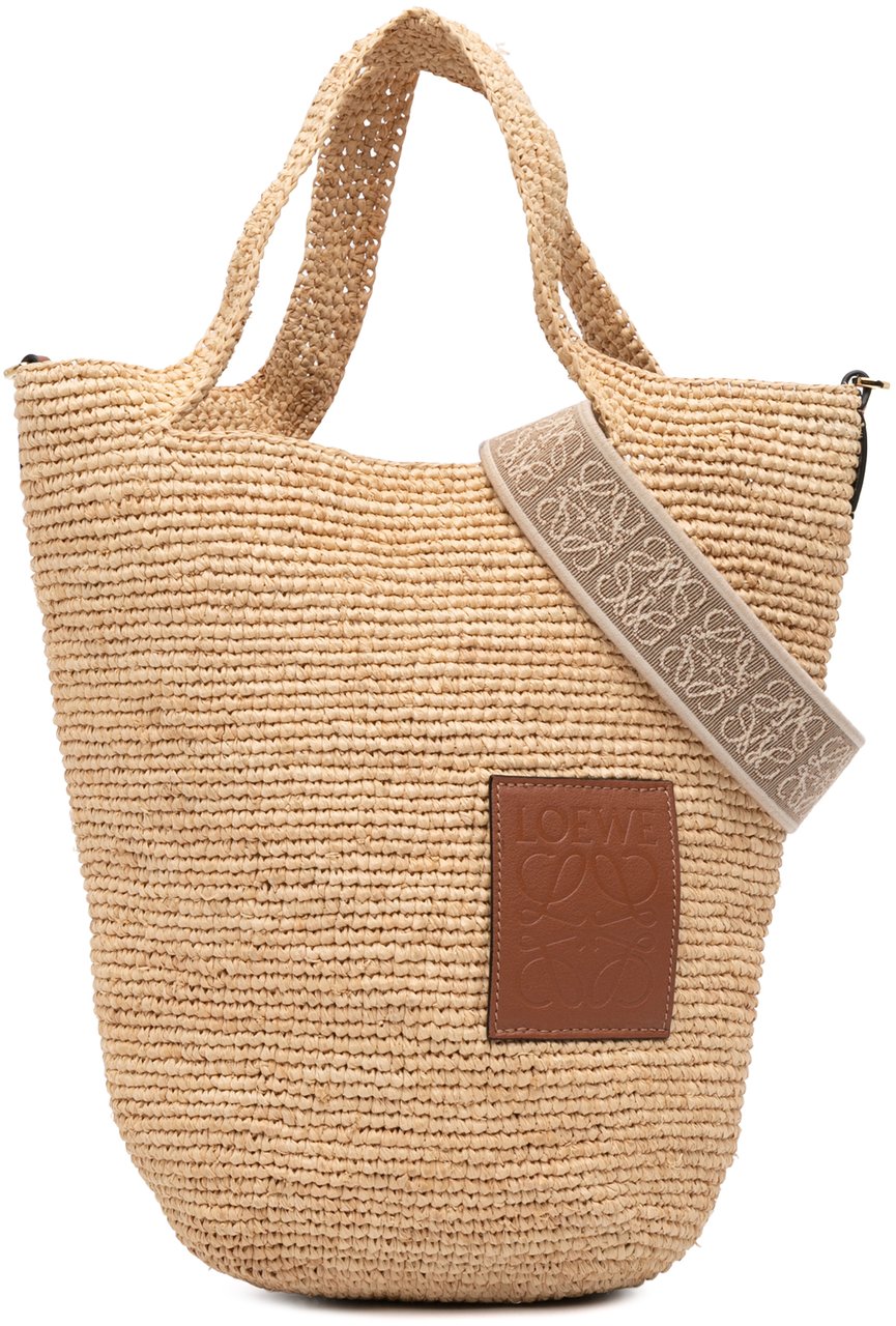 Loewe Mini Raffia Slit Satchel Bruin