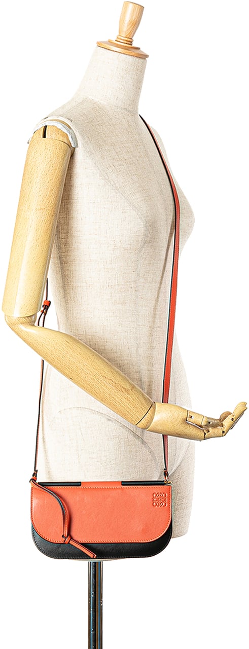 Loewe Bicolor Leather Gate Pochette Crossbody Oranje