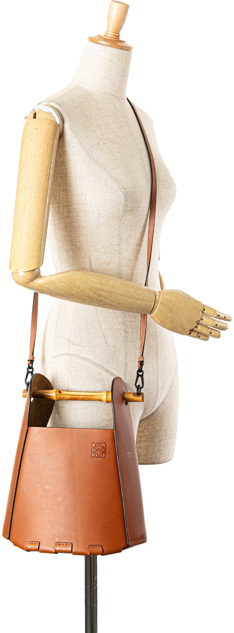 Loewe Calfskin Bamboo Bucket Bag Bruin
