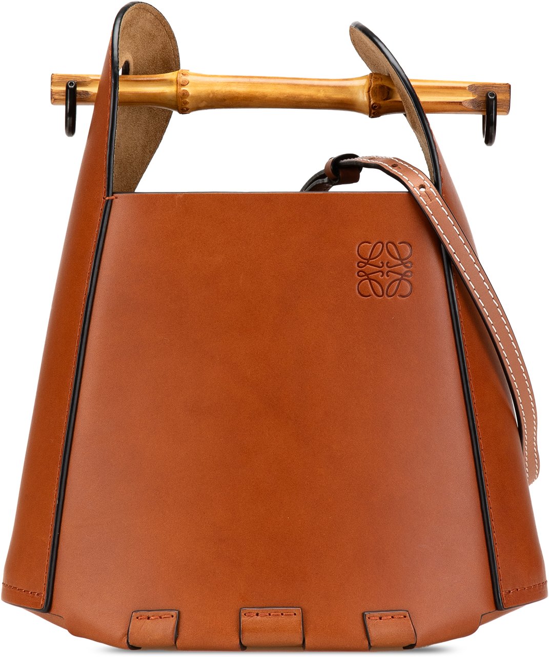 Loewe Calfskin Bamboo Bucket Bag Bruin