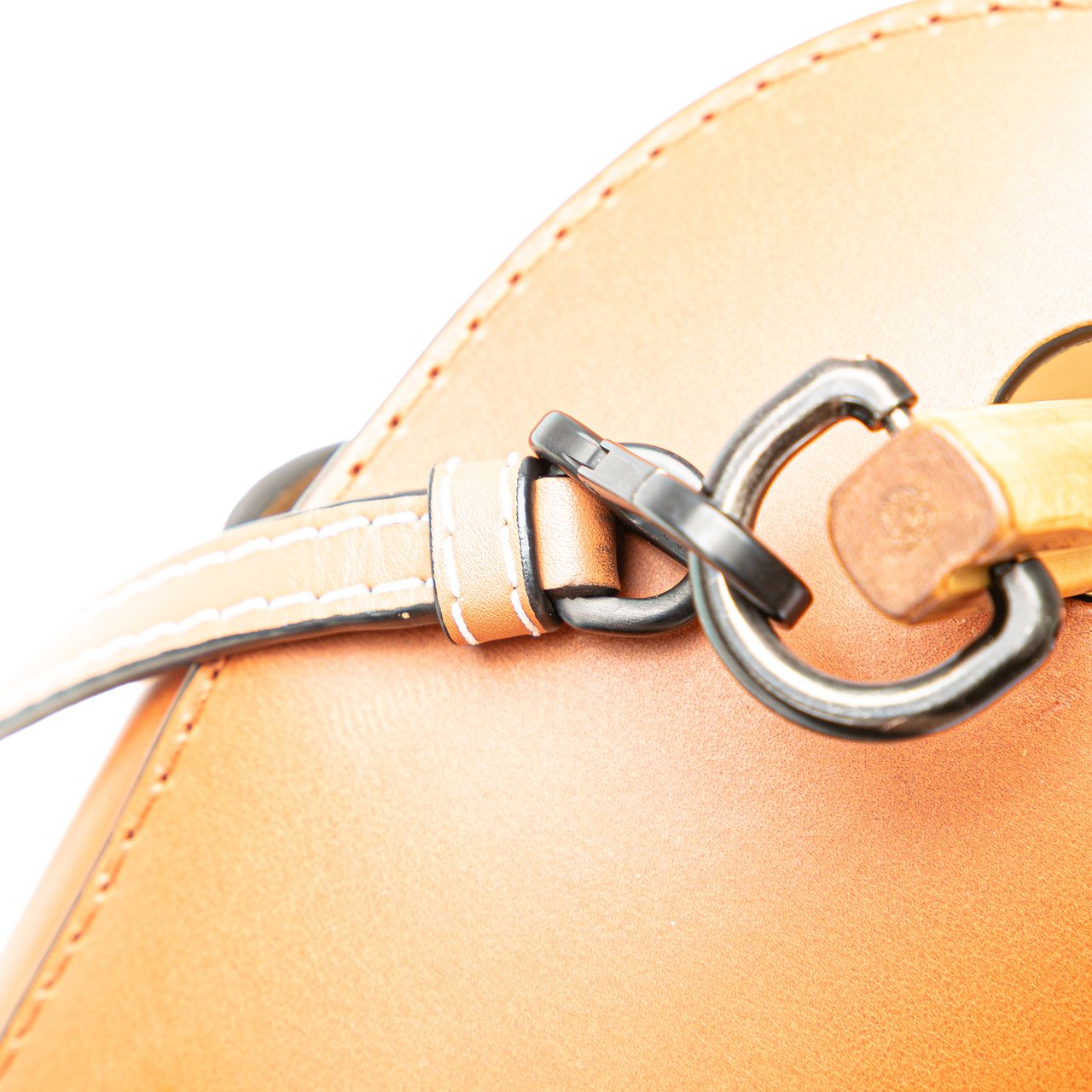 Loewe Calfskin Bamboo Bucket Bag Bruin