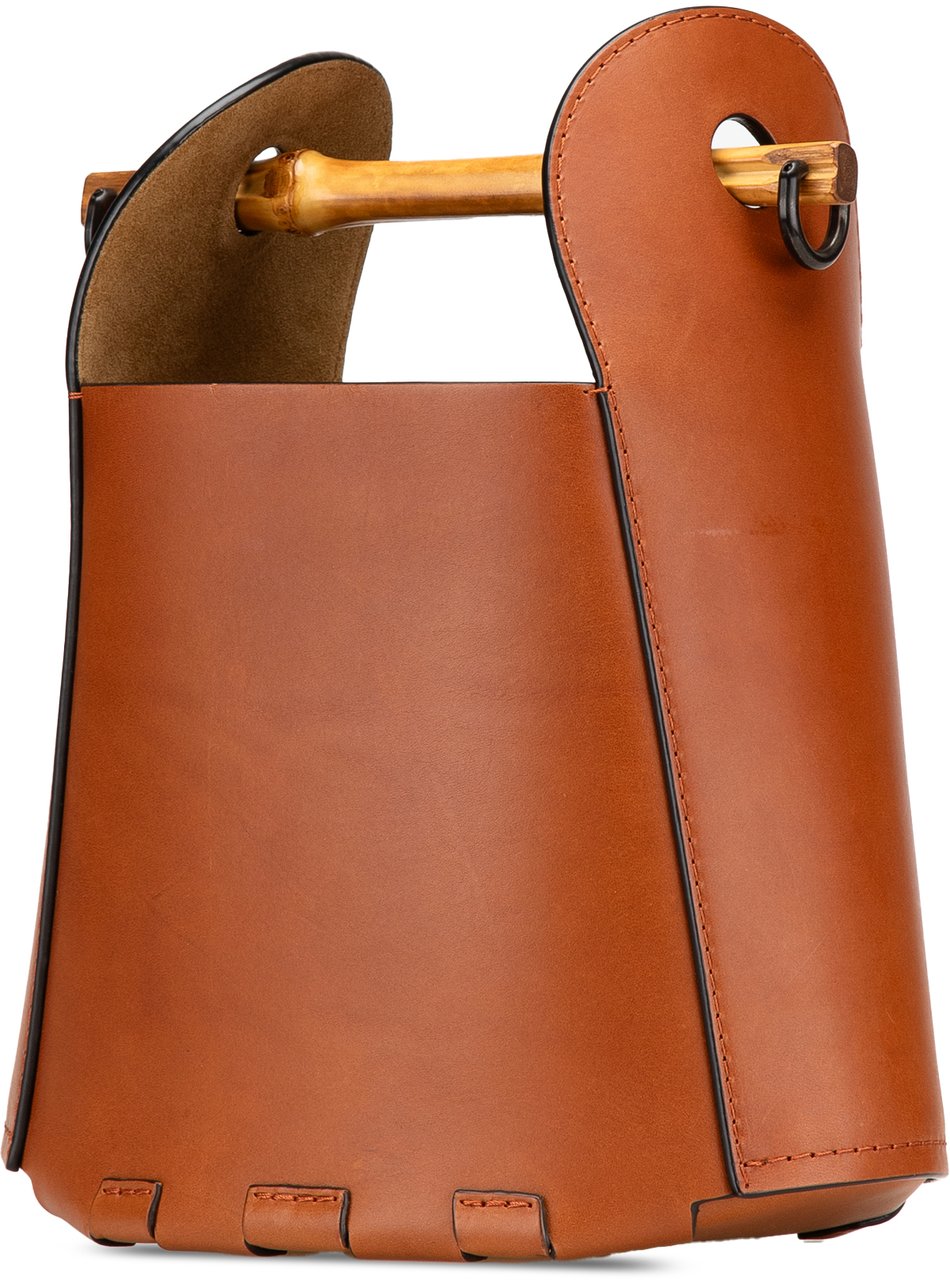 Loewe Calfskin Bamboo Bucket Bag Bruin