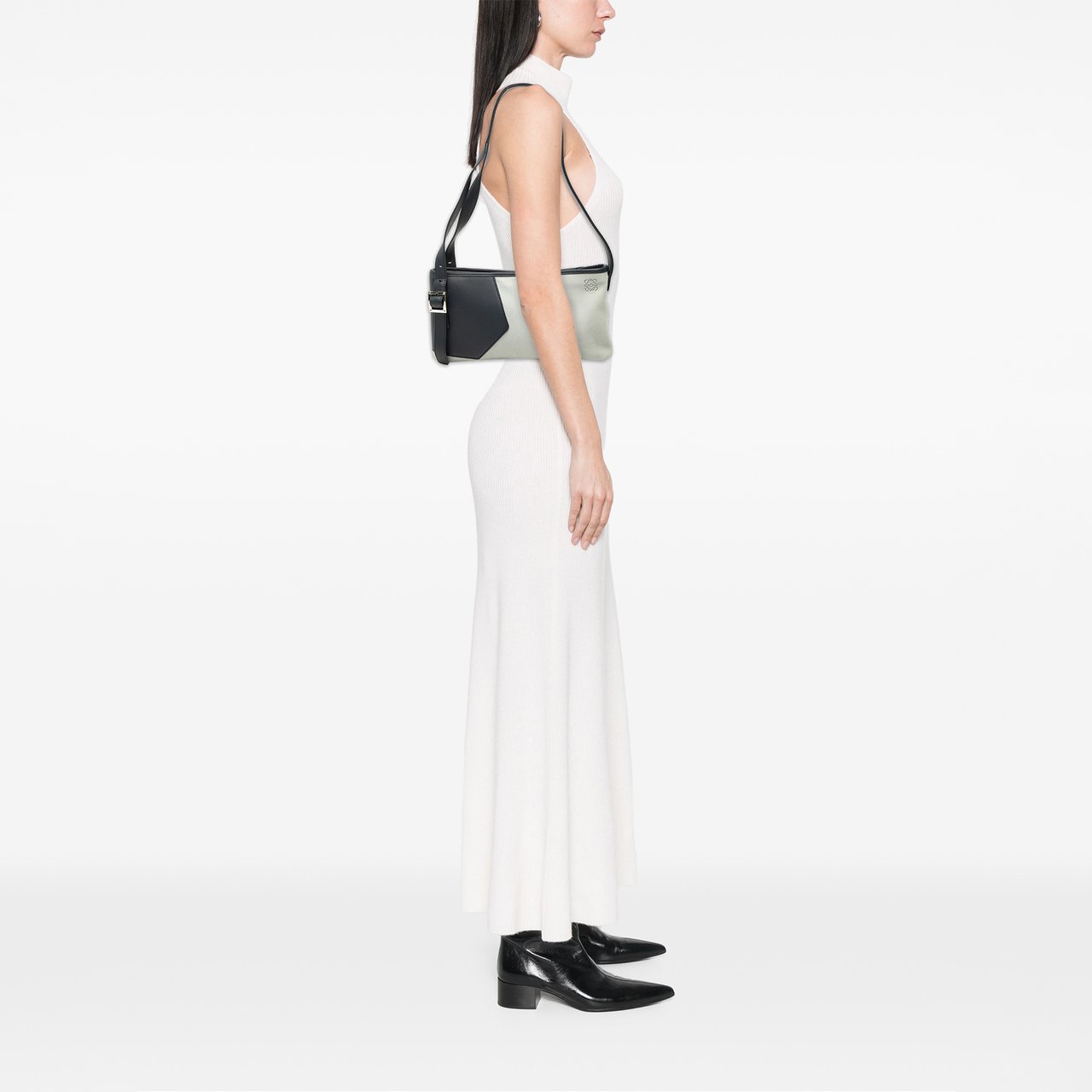 Loewe Suede Anagram Switching Shoulder Bag Grijs