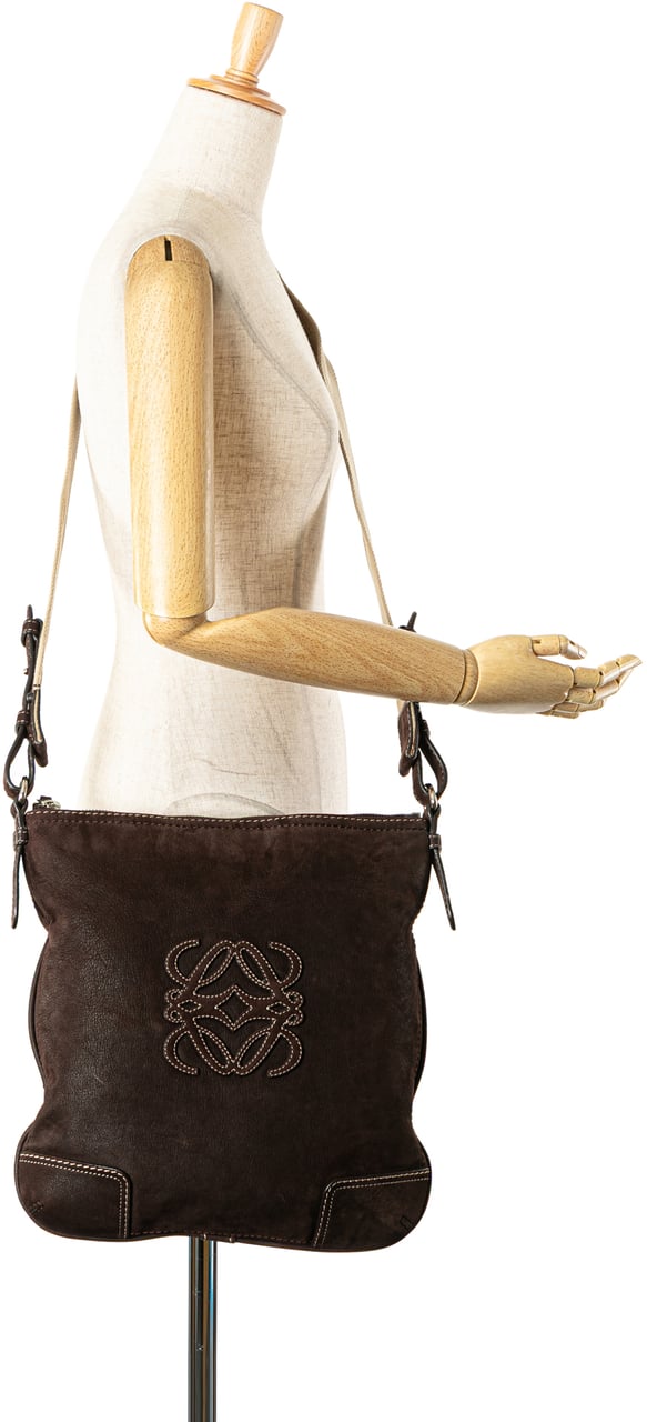 Loewe Anagram Nubuck Crossbody Bruin
