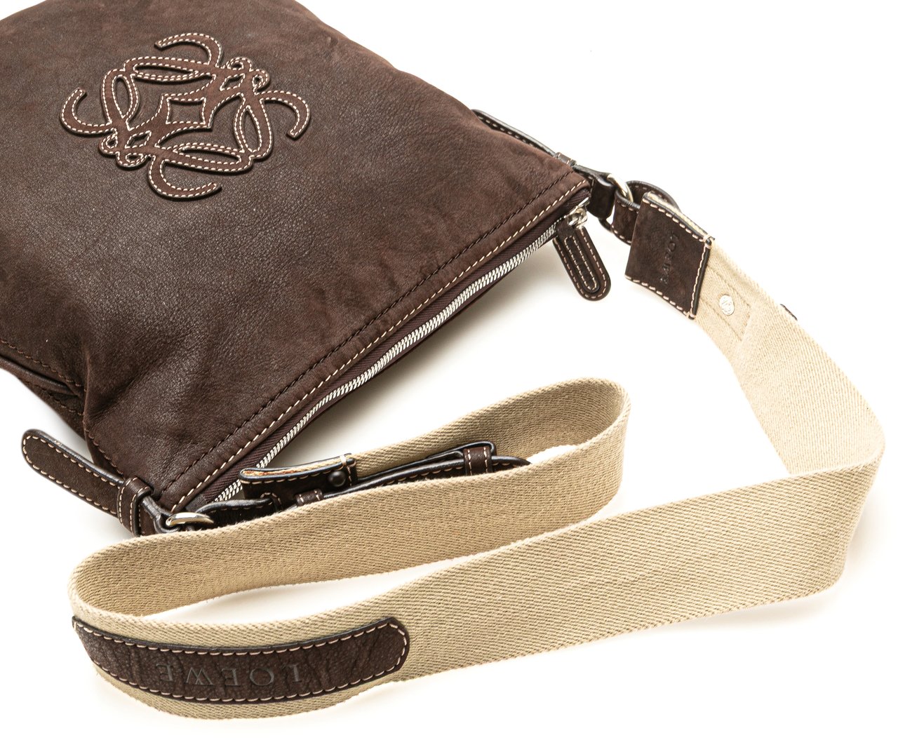 Loewe Anagram Nubuck Crossbody Bruin