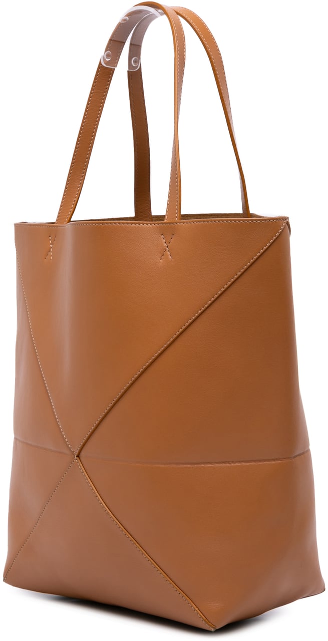 Loewe Medium Shiny Calfskin Puzzle Fold Tote Bruin