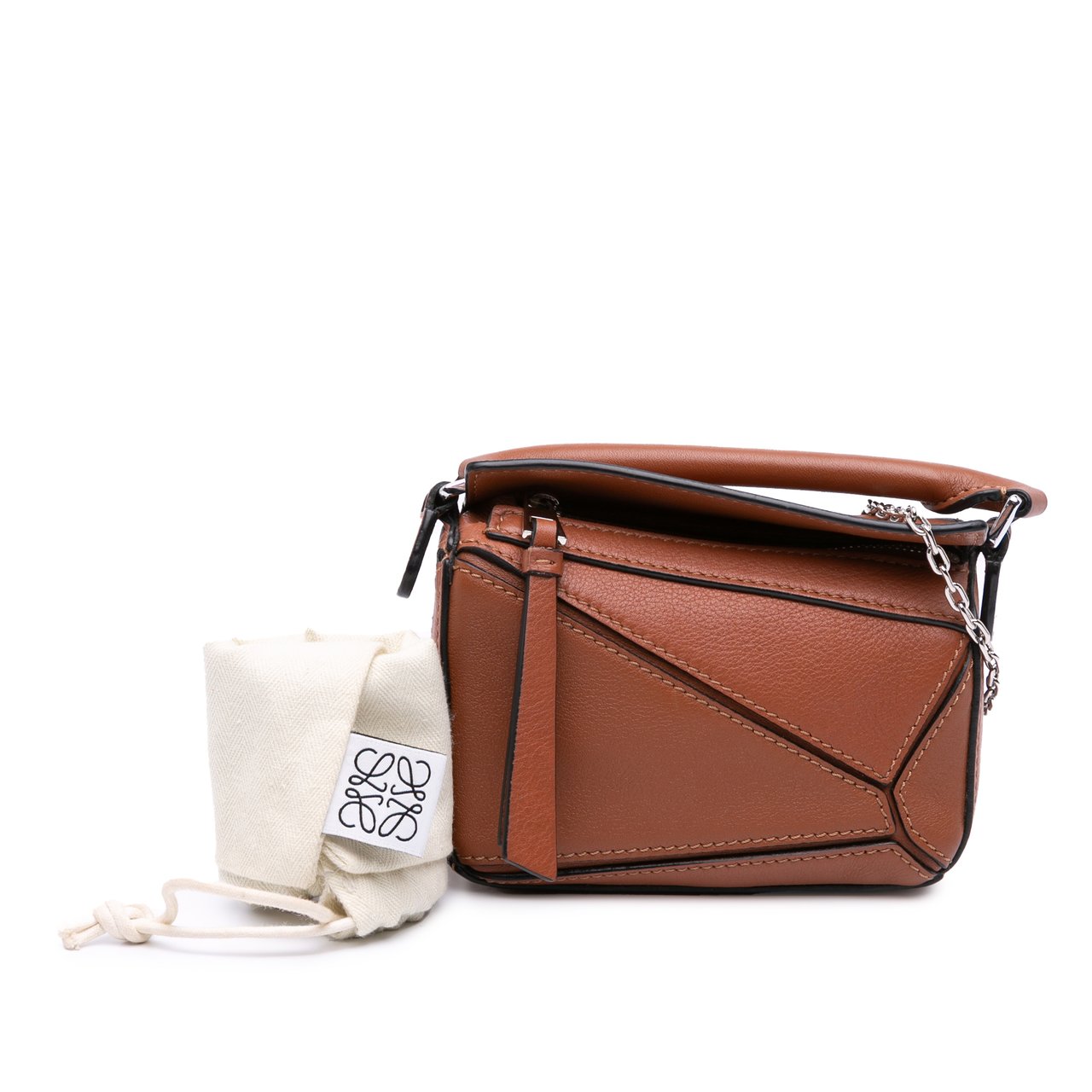Loewe Nano Calfskin Puzzle Satchel Bruin