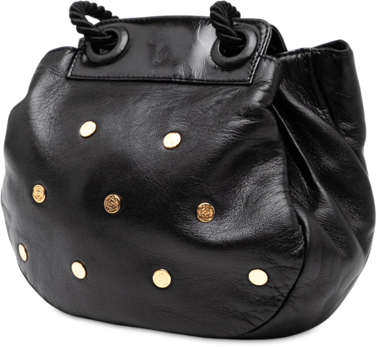 Loewe Studded Leather Drawstring Crossbody Zwart