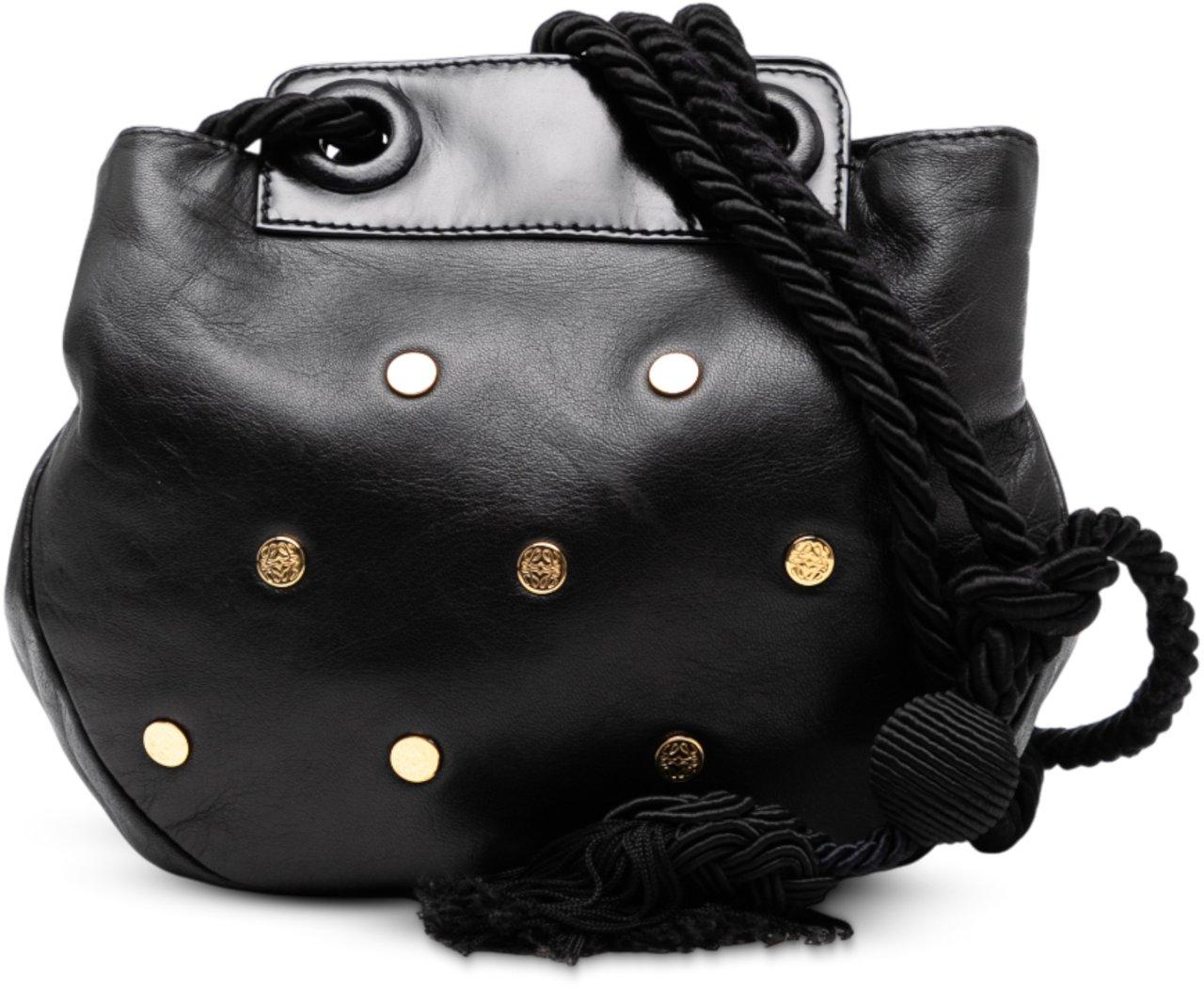 Loewe Studded Leather Drawstring Crossbody Zwart