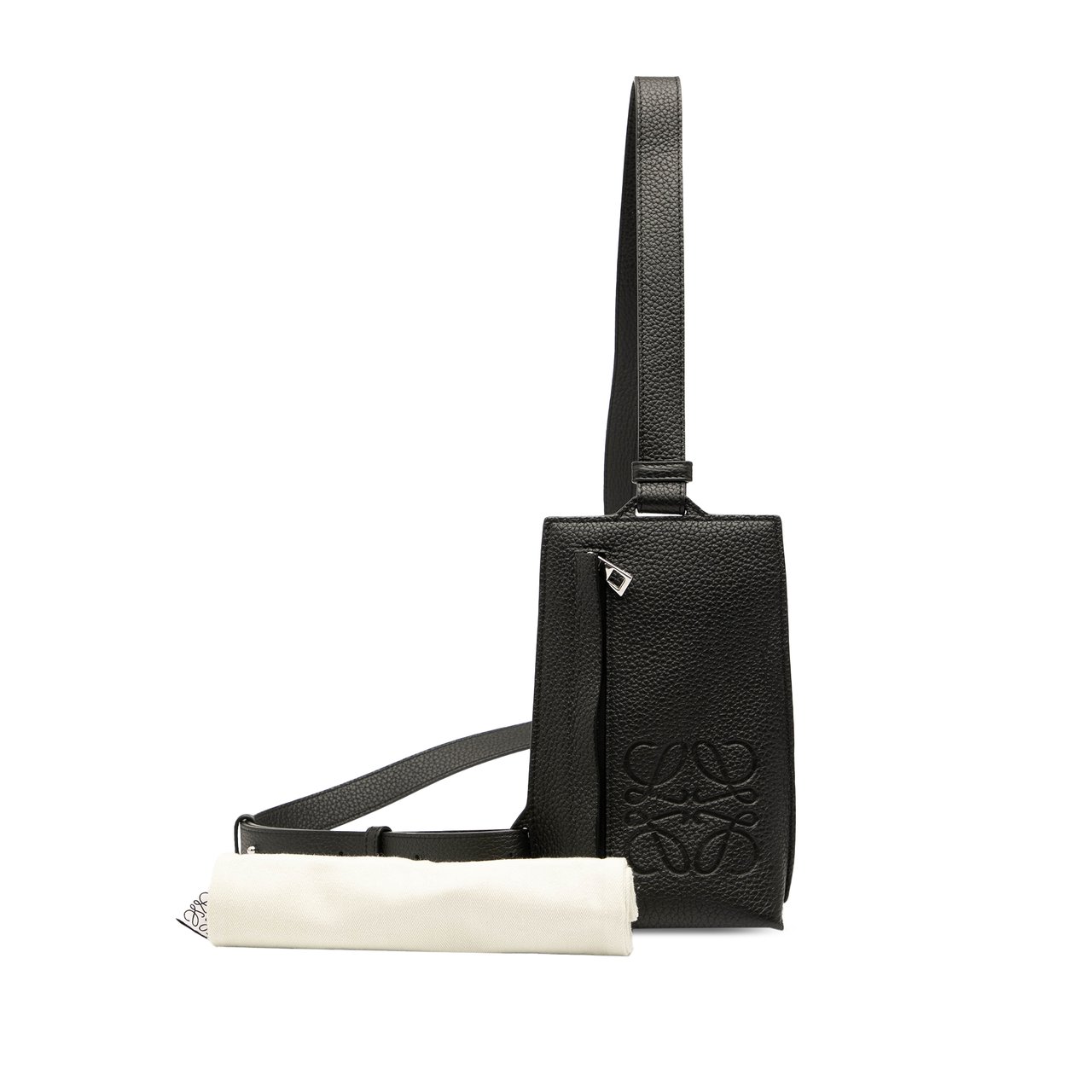 Loewe Grained Calfskin Vertical T Pocket Pouch Zwart