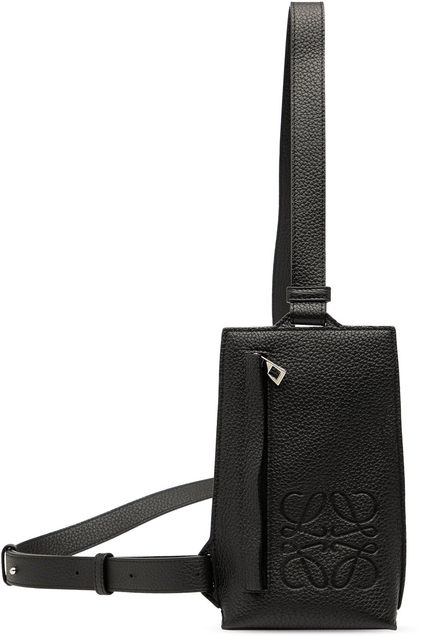 Loewe Grained Calfskin Vertical T Pocket Pouch Zwart