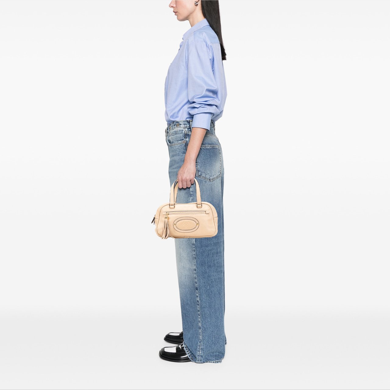 Loewe Mini Anagram Leather Tassel Handbag Bruin