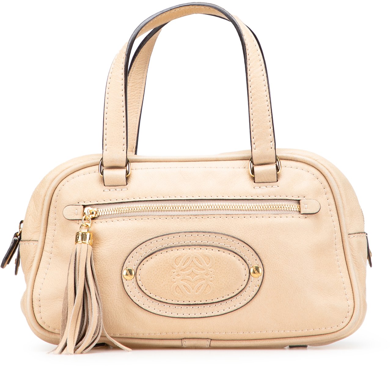 Loewe Mini Anagram Leather Tassel Handbag Bruin