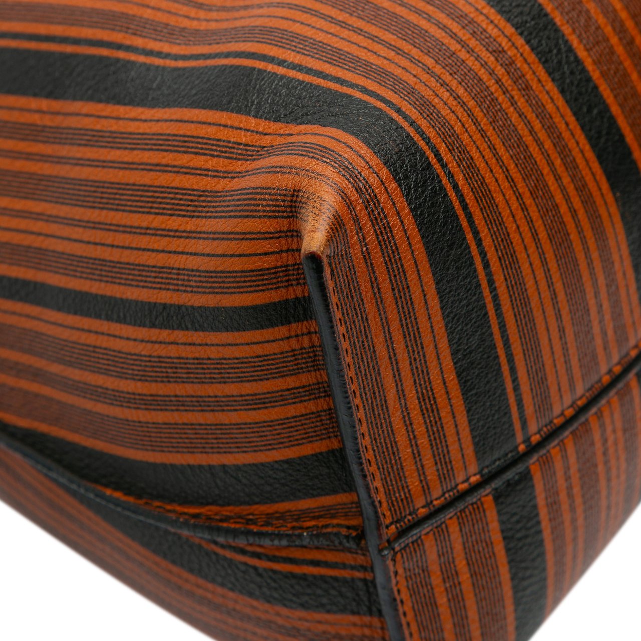 Loewe Medium Striped Leather Flamenco Knot Tote Bruin